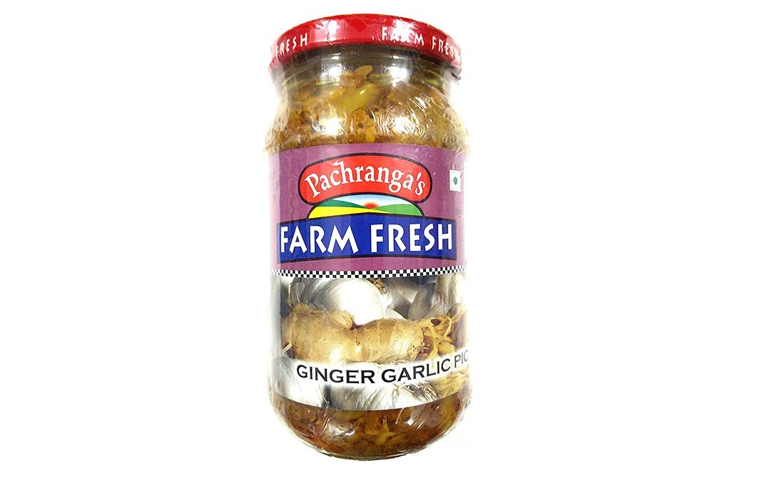 Pachranga's farm Fresh Ginger Garlic Pickle    Glass Jar  400 grams